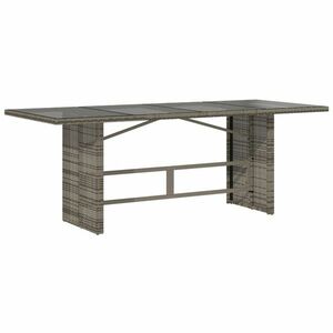 vidaXL szürke polyrattan üveglapos kerti asztal 190x80x74 cm kép