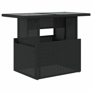 vidaXL fekete polyrattan üveglapos kerti asztal 100 x 55 x 73 cm kép