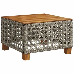 vidaXL szürke polyrattan és akácfa kerti asztal 55 x 55 x 36 cm kép