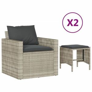 vidaXL 4 részes világosszürke polyrattan kerti ülőgarnitúra párnákkal kép