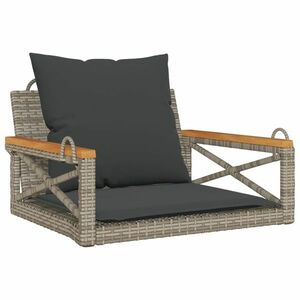 vidaXL szürke polyrattan hintapad párnákkal 63 x 62 x 40 cm kép