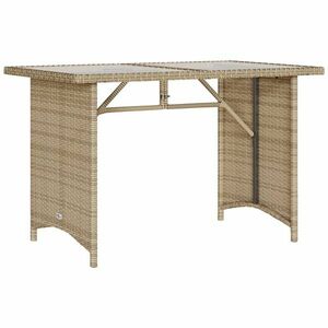 vidaXL bézs polyrattan üveglapos kerti asztal 110x68x70 cm kép