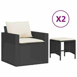 vidaXL 4 részes fekete polyrattan kerti ülőgarnitúra párnákkal kép