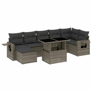 vidaXL 8 részes szürke polyrattan kerti ülőgarnitúra párnákkal kép