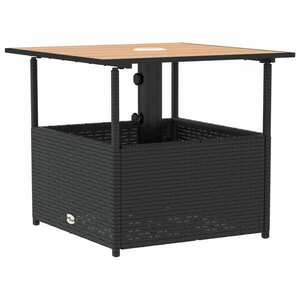 vidaXL fekete polyrattan kerti asztal napernyőlyukkal 55x55x46, 5 cm kép