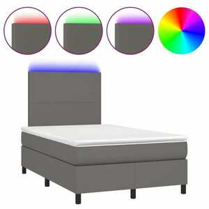 vidaXL szürke műbőr rugós és LED-es ágy matraccal 120x190 cm kép