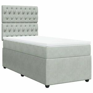 vidaXL világosszürke bársony rugós ágy matraccal 90 x 200 cm kép