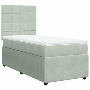 vidaXL világosszürke bársony rugós ágy matraccal 90 x 200 cm kép