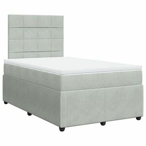vidaXL világosszürke bársony rugós ágy matraccal 120 x 190 cm kép