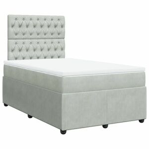 vidaXL világosszürke bársony rugós ágy matraccal 120 x 190 cm kép