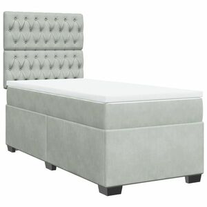 vidaXL világosszürke bársony rugós ágy matraccal 90 x 200 cm kép