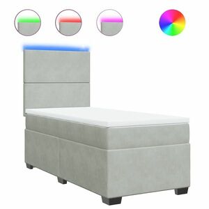 vidaXL világosszürke bársony rugós ágy matraccal 90 x 200 cm kép