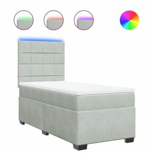 vidaXL világosszürke bársony rugós ágy matraccal 90 x 200 cm kép