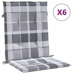 vidaXL 6 db szürke kockás oxford szövet háttámlás székpárna 100x50x3cm kép