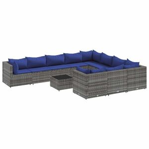 vidaXL 11 részes szürke polyrattan kerti ülőgarnitúra párnákkal kép