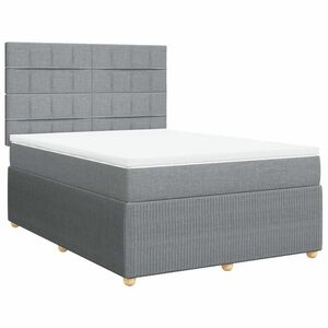 vidaXL világosszürke szövet rugós ágy matraccal 140 x 190 cm kép
