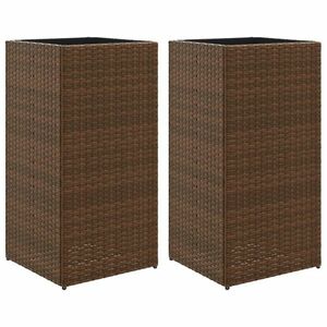 vidaXL 2 db barna polyrattan kerti ültetőláda 40x40x80 cm kép