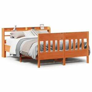 vidaXL viaszbarna tömör fenyőfa ágy matrac nélkül 140 x 190 cm kép