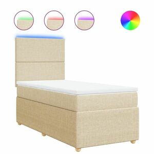 vidaXL krémszínű szövet rugós ágy matraccal 100 x 200 cm kép