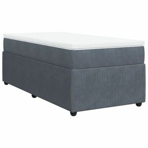 vidaXL sötétszürke bársony rugós ágy matraccal 90x190 cm kép