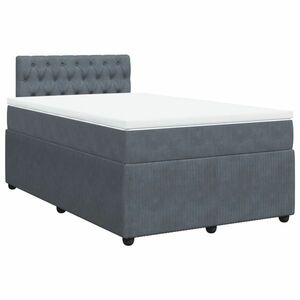 vidaXL sötétszürke bársony rugós ágy matraccal 120x190 cm kép