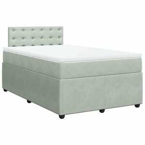 vidaXL világosszürke bársony rugós ágy matraccal 120 x 190 cm kép