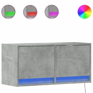 vidaXL betonszürke falra szerelhető TV-szekrény LED-del 80x31x35 cm kép