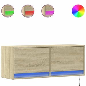 vidaXL sonoma tölgy színű fali TV-szekrény LED-ekkel 100x31x35 cm kép