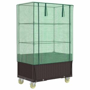 vidaXL rattan megjelenésű magaságyás borítással/kerékkel 80x50x182 cm kép