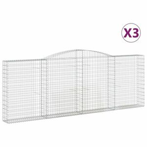 vidaXL 3 db íves horganyzott vas gabion kosár 400x30x140/160 cm kép