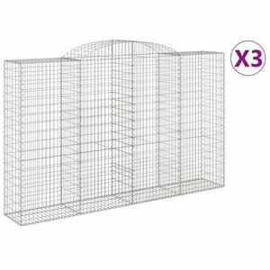 vidaXL 3 db íves horganyzott vas gabion kosár 300x50x180/200 cm kép