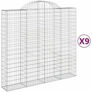 vidaXL 9 db íves horganyzott vas gabion kosár 200x50x180/200 cm kép