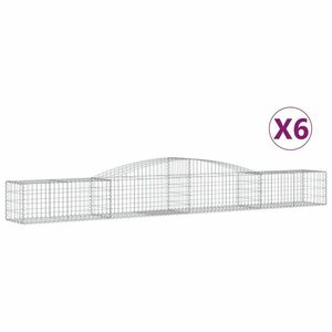 vidaXL 6 db íves horganyzott vas gabion kosár 400x50x40/60 cm kép