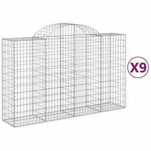 vidaXL 9 db íves horganyzott vas gabion kosár 200x50x120/140 cm kép