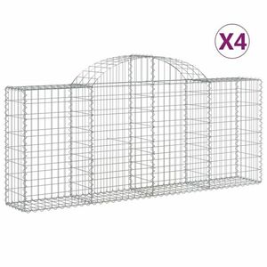 vidaXL 4 db íves horganyzott vas gabion kosár 200x30x80/100 cm kép