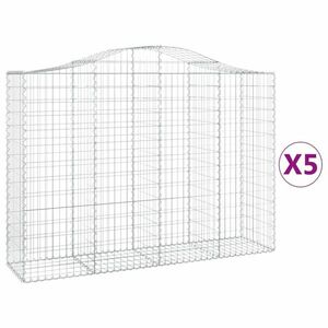 vidaXL 5 db íves horganyzott vas gabion kosár 200x50x140/160 cm kép