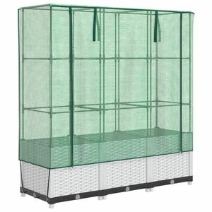 vidaXL rattan megjelenésű magaságyás melegháztakaróval 120x40x138 cm kép