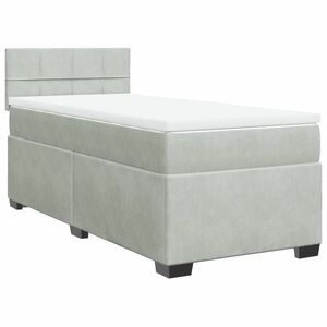 vidaXL világosszürke bársony rugós ágy matraccal 90 x 200 cm kép