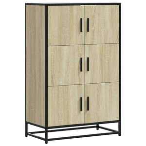 vidaXL Highboard sonoma tölgy 68x35x106, 5 cm gépelt fa és fém kép