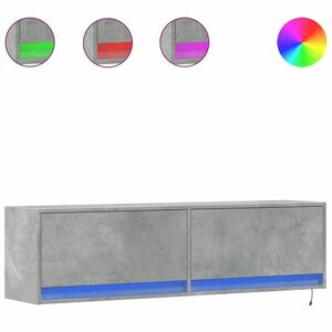 vidaXL betonszürke falra szerelhető TV-szekrény LED-del 140x31x38 cm kép