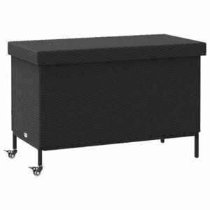 vidaXL fekete polyrattan kerti tárolóláda kerekekkel 110x55x73 cm kép