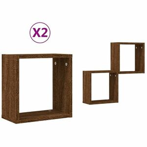 vidaXL 2 db barna tölgy színű fali kockapolc 30 x 15 x 30 cm kép