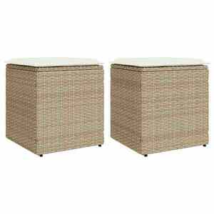 vidaXL 2 db bézs polyrattan kerti szék párnával 40x40x43 cm kép