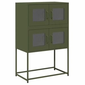 vidaXL Highboard olívazöld 68x39x107 cm Acél kép