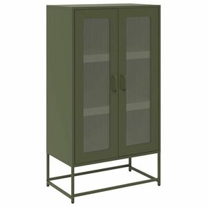 vidaXL Highboard olívazöld 68x39x123 cm Acél kép