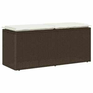 vidaXL barna polyrattan kerti pad párnával 110x40x44 cm kép