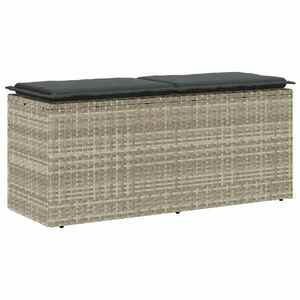 vidaXL világosszürke polyrattan kerti pad párnával 110x40x44 cm kép