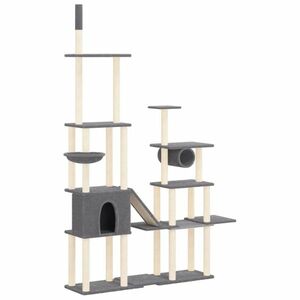 vidaXL sötétszürke macskabútor szizál kaparófával 279 cm kép