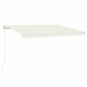 vidaXL krémszínű kézzel kihúzható LED-es napellenző 450 x 350 cm kép