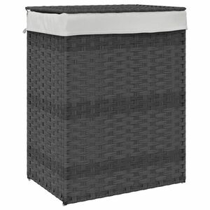 vidaXL szürke polyrattan szennyeskosár fedéllel 46x33x60 cm kép